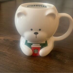 Starbucks White Bear Mug with Red Cup